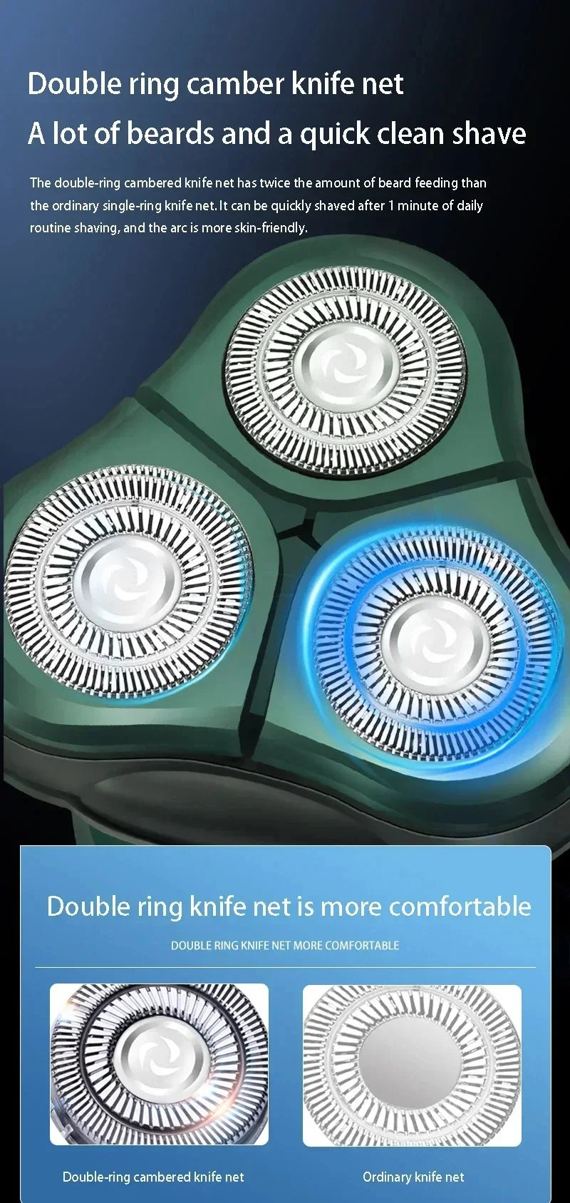 New Electric Shaver LED Digital Display Three-head Floating Razor USB Rechargeable Washing Multi-function Beard Knife