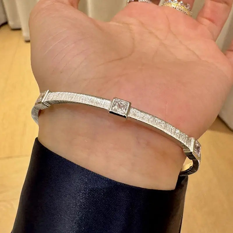 fashion light luxury bangles for men Star brushed square diamond bracelet for women's new in and women banquet jewelry gifts
