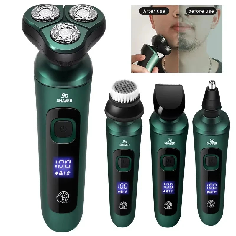 New Electric Shaver LED Digital Display Three-head Floating Razor USB Rechargeable Washing Multi-function Beard Knife