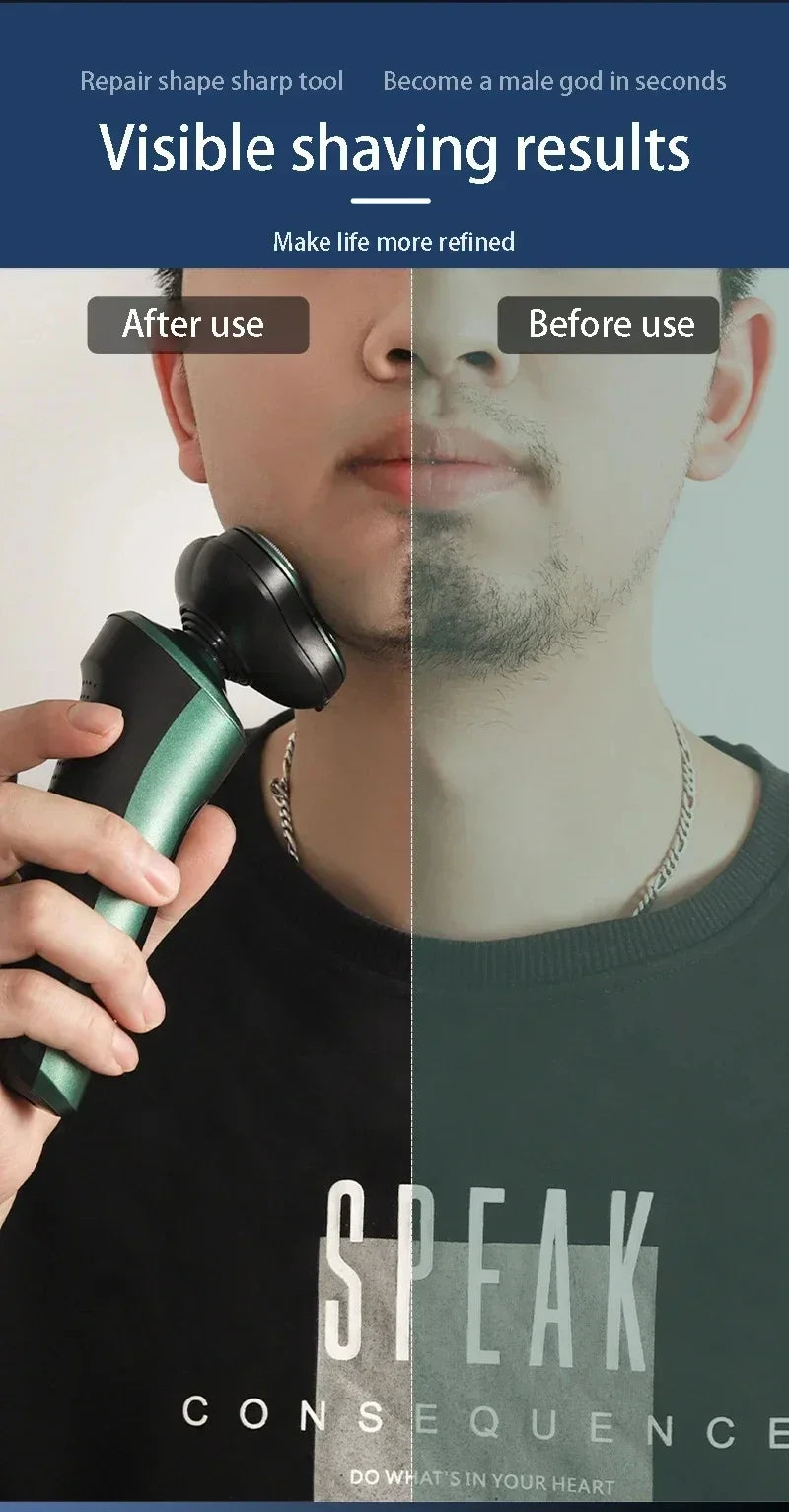 New Electric Shaver LED Digital Display Three-head Floating Razor USB Rechargeable Washing Multi-function Beard Knife