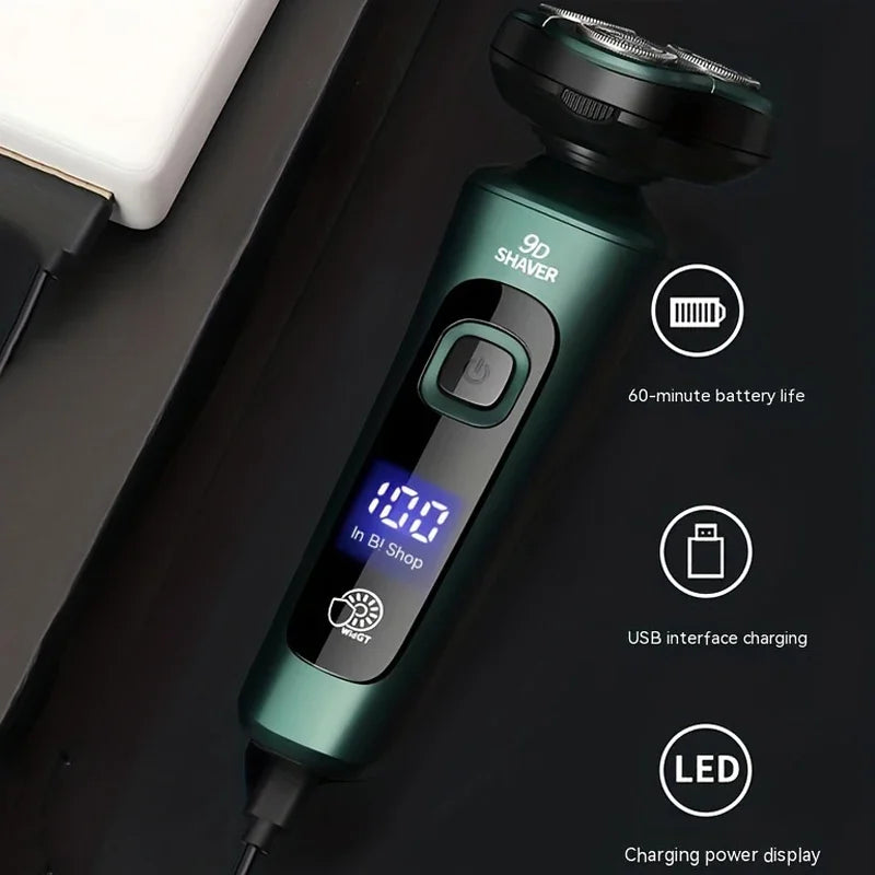New Electric Shaver LED Digital Display Three-head Floating Razor USB Rechargeable Washing Multi-function Beard Knife