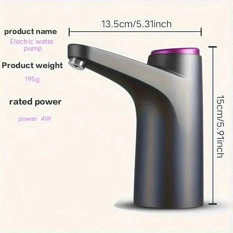 1pc USB rechargeable bucket water pump device for automatic water dispenser, wireless electric water pump