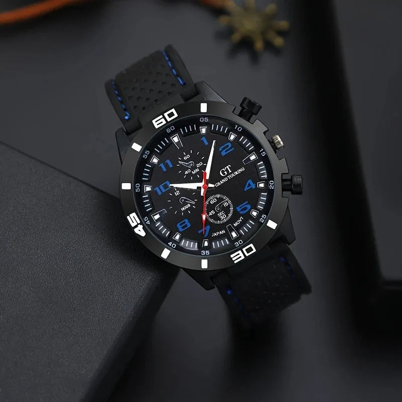 5 pieces of men's quartz watch set, perfect as a Christmas gift