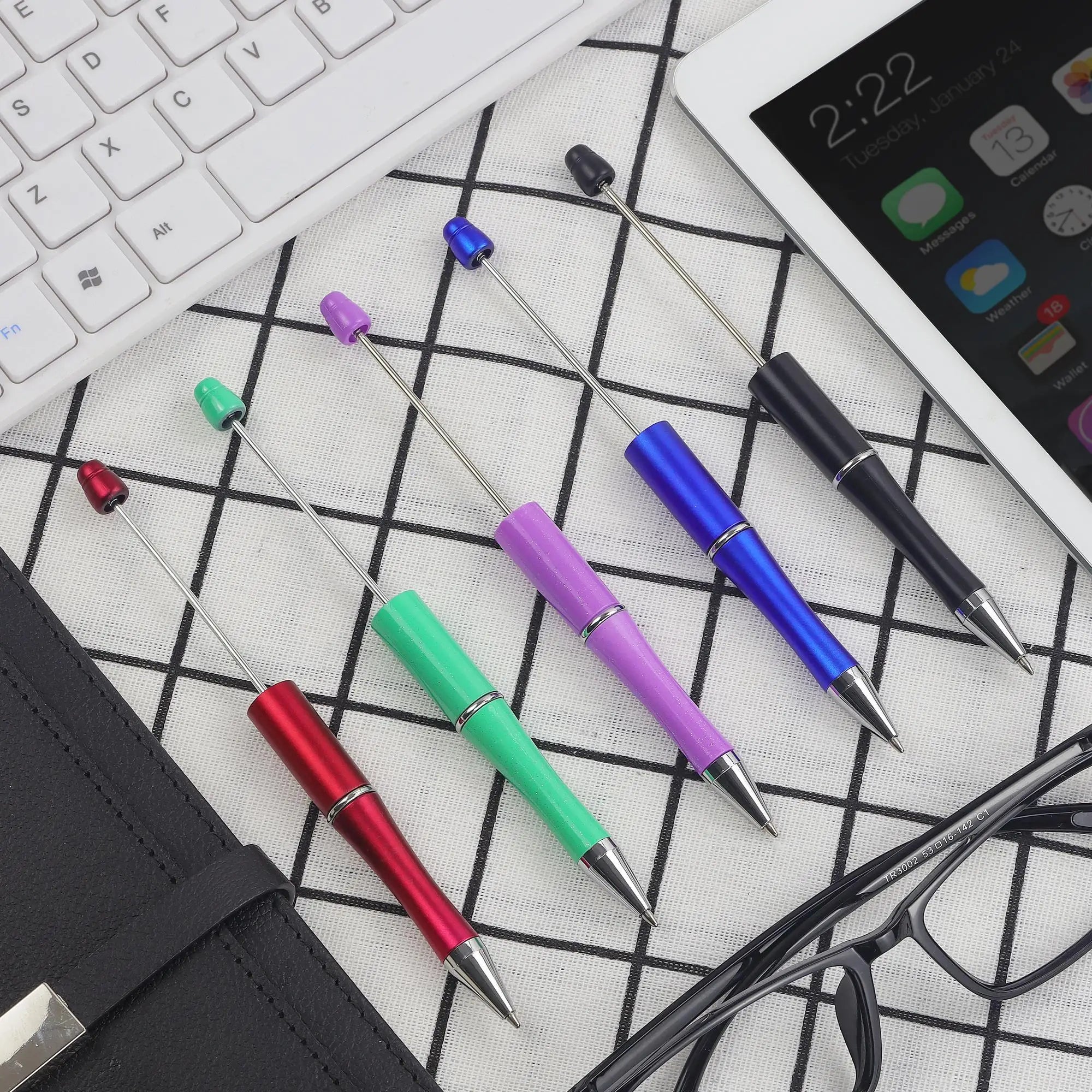 10/20/30 Pcs DIY Bead Pen Set for Back to School Season, Ramdon Color, Black Ink, Perfect for Student Friends as Gifts