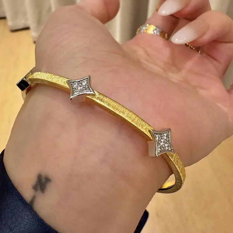 fashion light luxury bangles for men Star brushed square diamond bracelet for women's new in and women banquet jewelry gifts