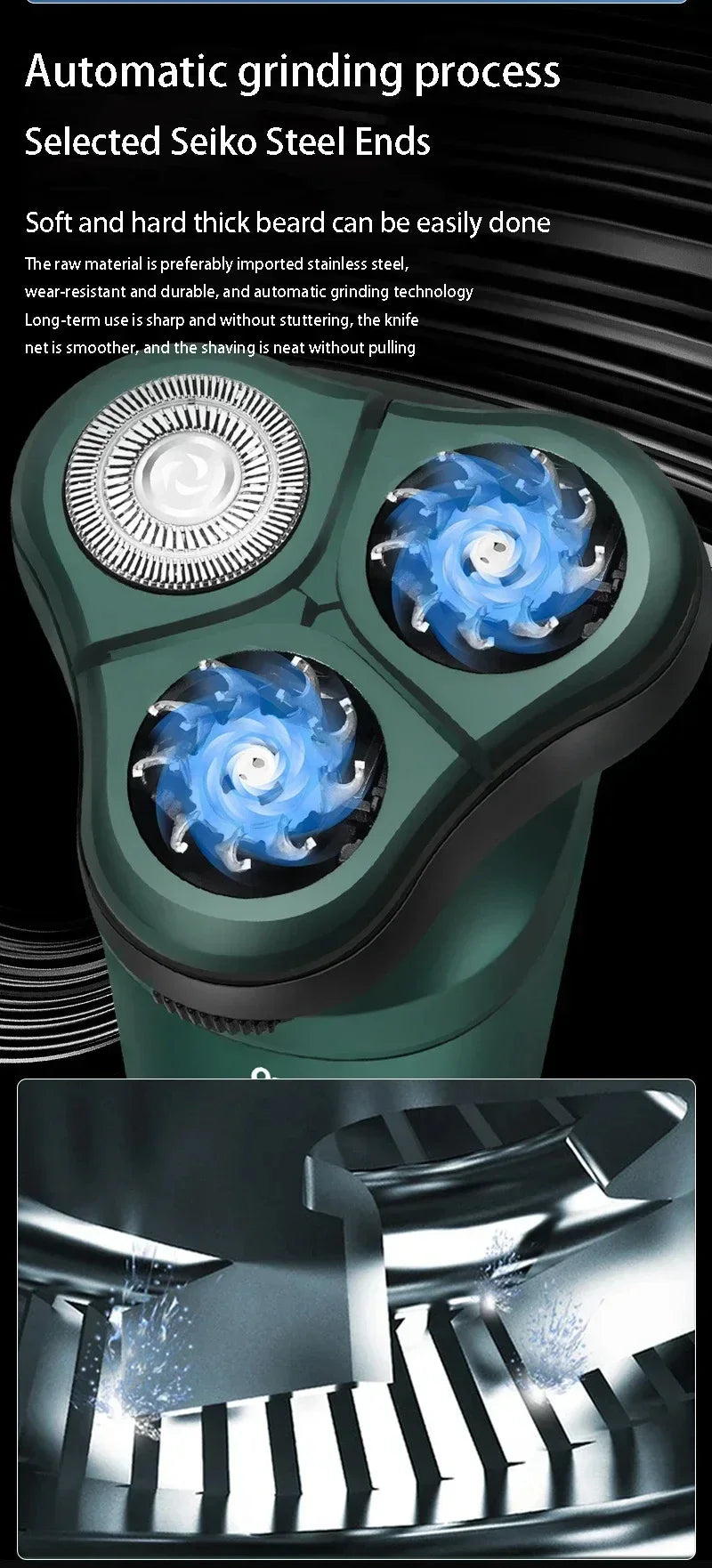 New Electric Shaver LED Digital Display Three-head Floating Razor USB Rechargeable Washing Multi-function Beard Knife