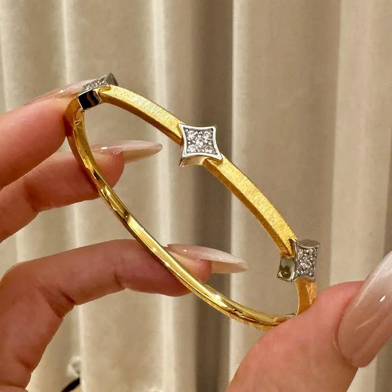 fashion light luxury bangles for men Star brushed square diamond bracelet for women's new in and women banquet jewelry gifts